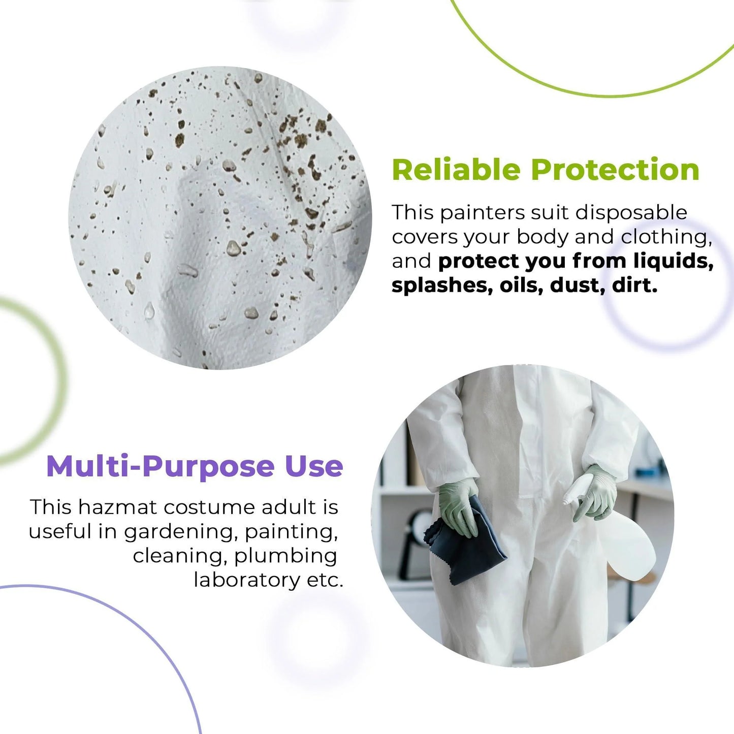 Medical Disposable Coveralls for Men Women 3X Large Size Pack of 5 White Suits