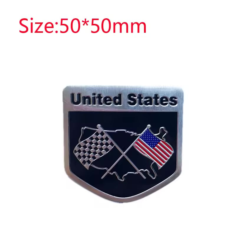USA Flag United States Thin Aluminium Label Emblem Chrome Car Styling Sticker America Shield for Ford
