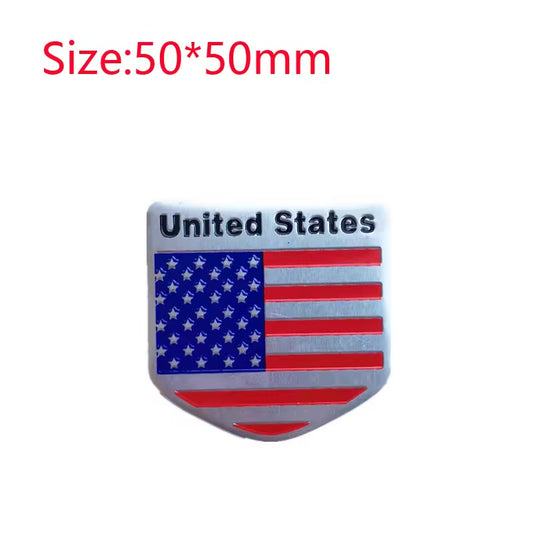 USA Flag United States Thin Aluminium Label Emblem Chrome Car Styling Sticker America Shield for Ford