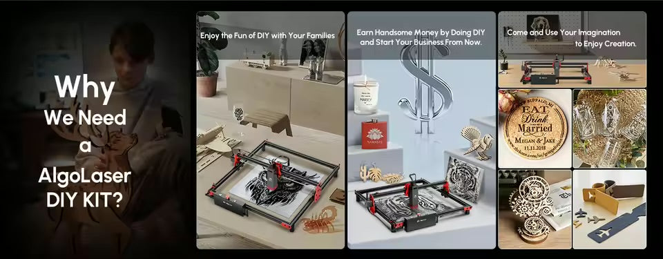 AlgoLaser DIY KIT 5W 10W Output Marker DIY Desktop Mini Laser Engraver Cutter 400mm x 400mm