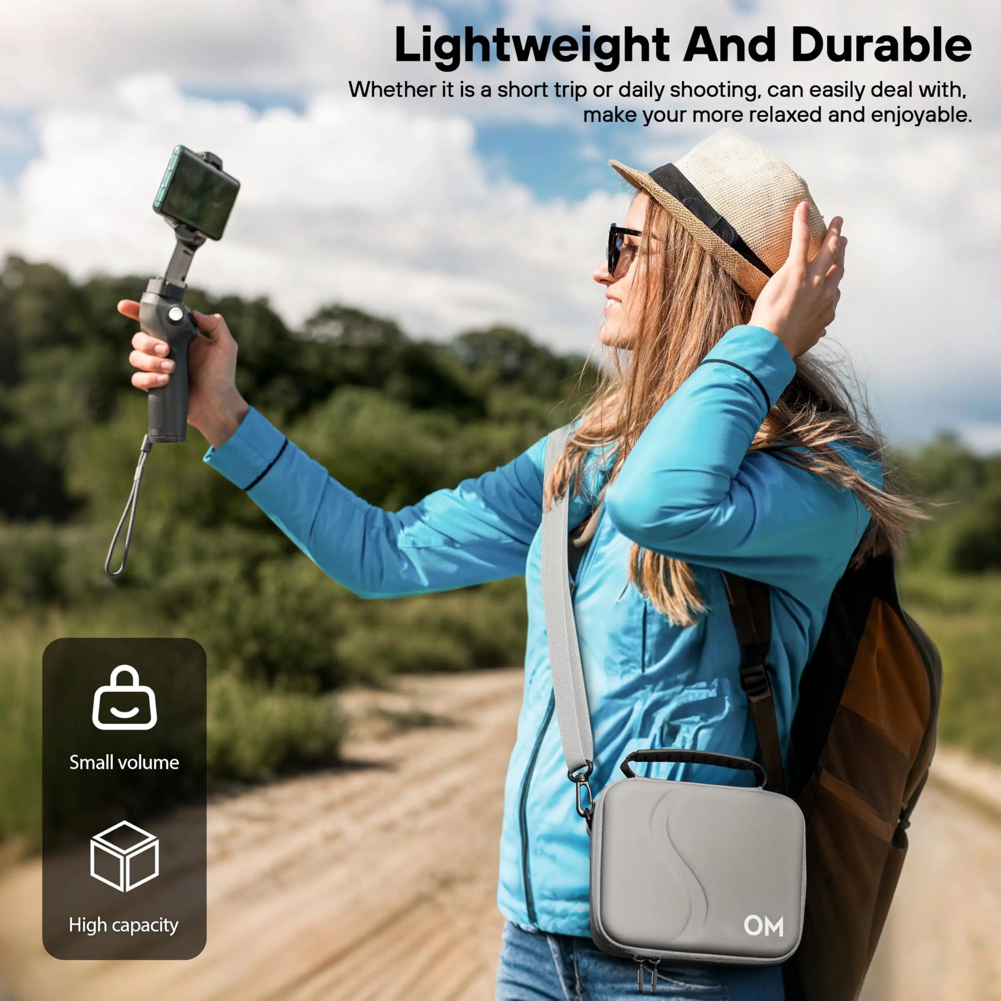 Osmo Mobile 7P Case,Portable PU Shoulder Bag for  OM 7 Pro/7 Gimbal Stabilizer Travel Case for  Osmo Mobile 7P Accessories