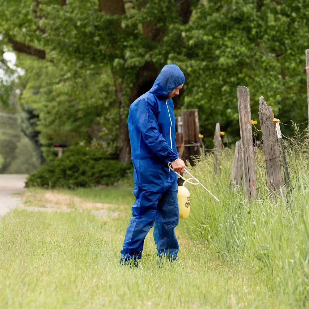 Coverall Hood Elastic Cuffs Chemical Protective Disposable Workwear for Cleaning Painting Manufacturing Blue Size 3X