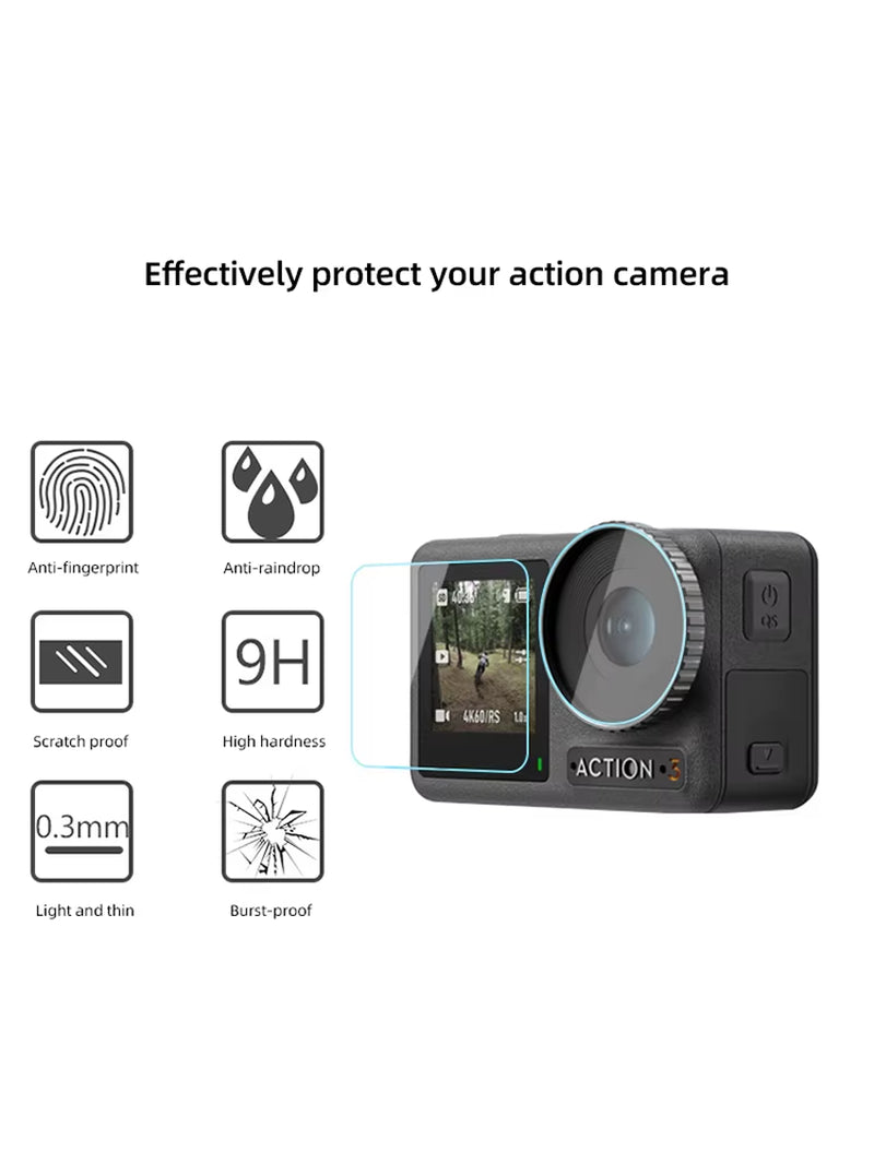 Action 3/4/5 Tempered Glass Screen Protector Film Lens Protection Cover for  OSMO Action 5 PRO 4 3 Camera Accessories