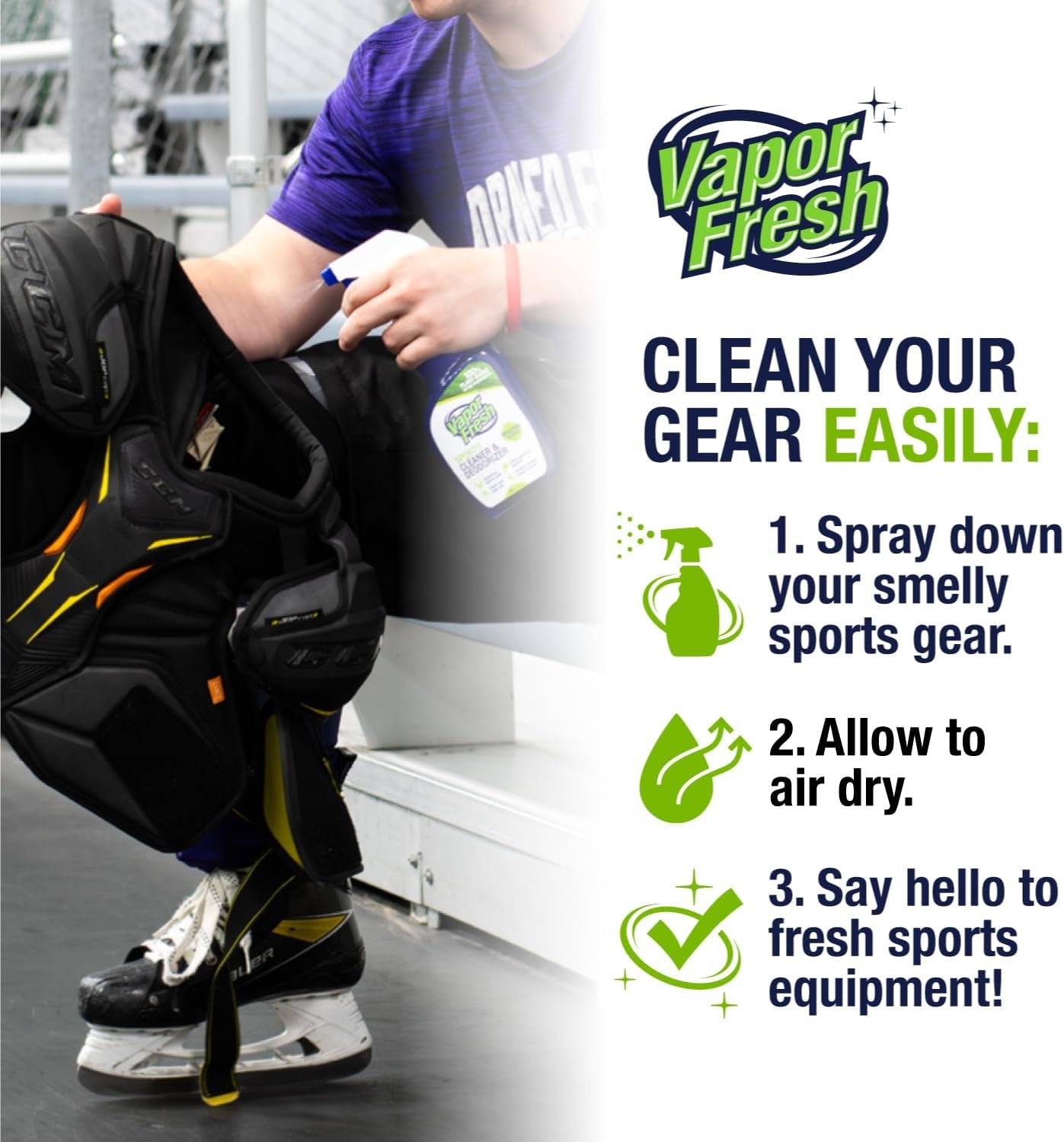 Sports Cleaner and Deodorizer - Sports Gear Odor Eliminator, Boxing Glove Deodorizer, Gym Equipment Spray, Natural and Plant Based, 16 Fl Oz (1-Pack)