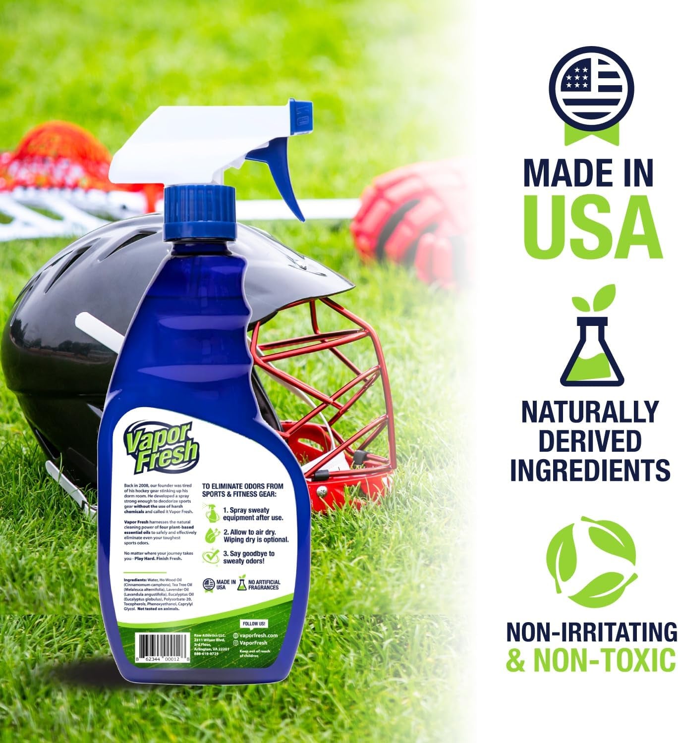 Sports Cleaner and Deodorizer - Sports Gear Odor Eliminator, Boxing Glove Deodorizer, Gym Equipment Spray, Natural and Plant Based, 16 Fl Oz (1-Pack)