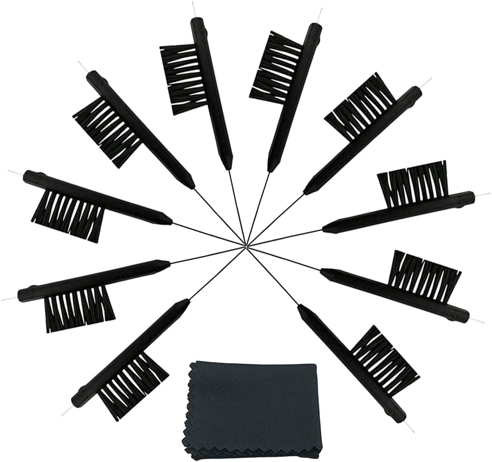 10 Pieces Hearing Aid Cleaning Brush,Multifunctional Cleaning Brush Wax Loop, Magnet and Built in Vent Cleaner with Cleaning Wire (Brush)