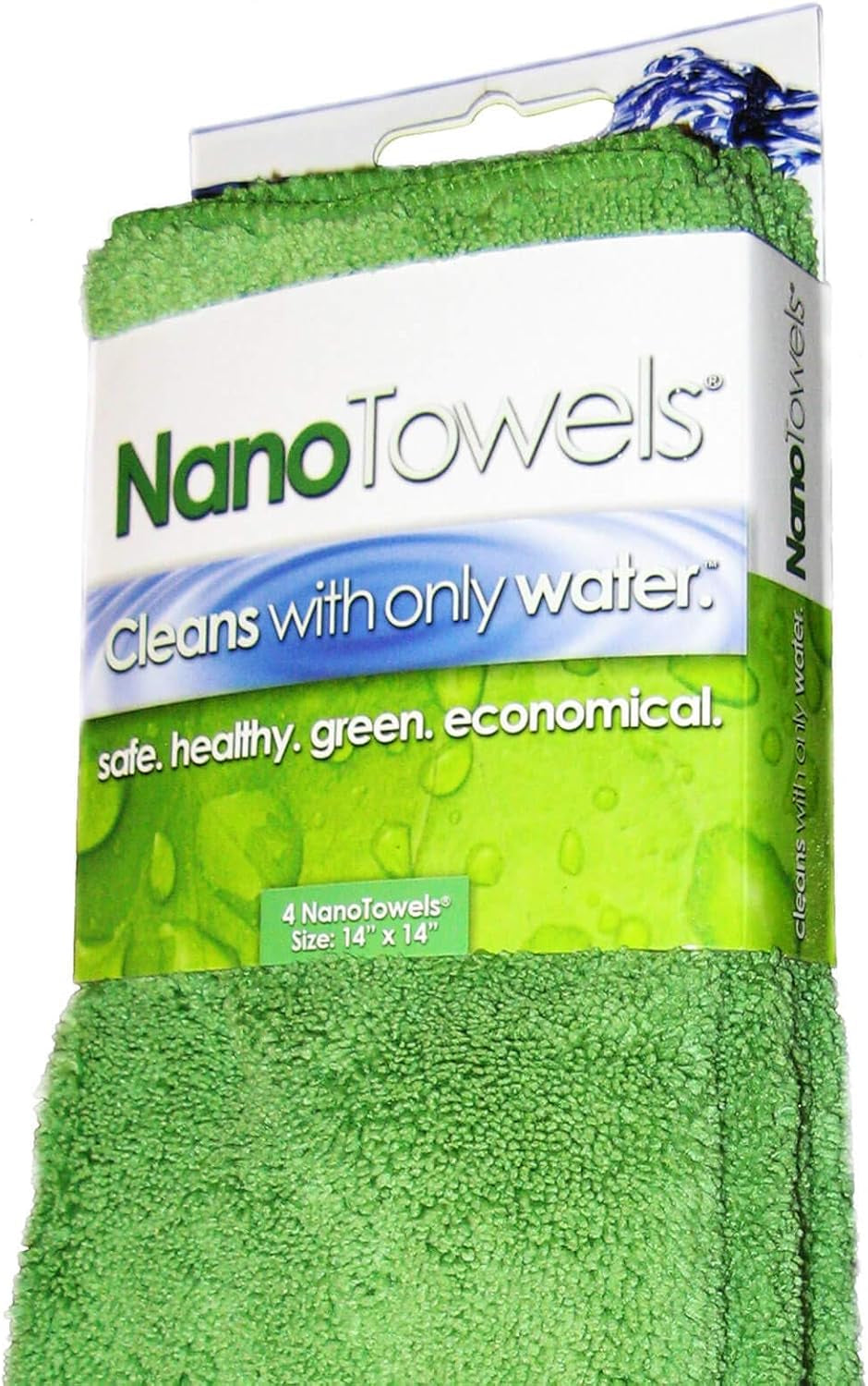 Nano Towels Cleaning Cloths - Cleans with Only Water - Wipes Away Dust, Spills & Grime Instantly without Chemicals Paper or Microfiber Supplies. Kitchen, Bathroom, Glass 14X14” 4-Pack Green