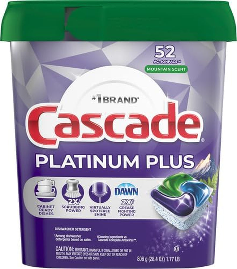 Platinum plus Actionpacs Dishwasher Detergent Pods, Dishwasher Soap, Mountain, 52 Count