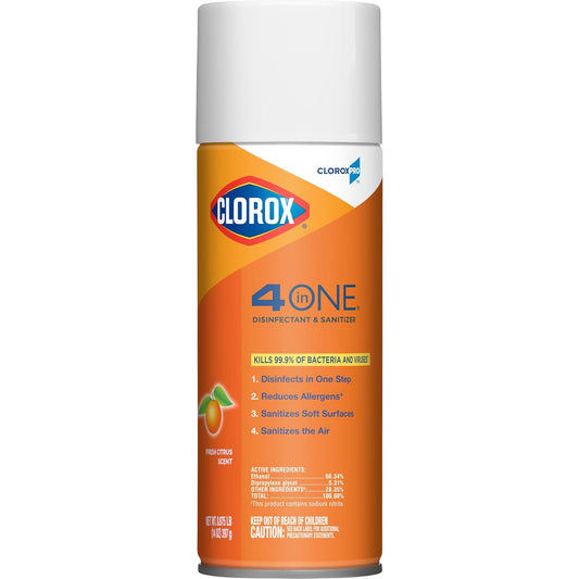 Clorox 4 in One Disinfectant & Sanitizer, Citrus, 14 Ounce Can