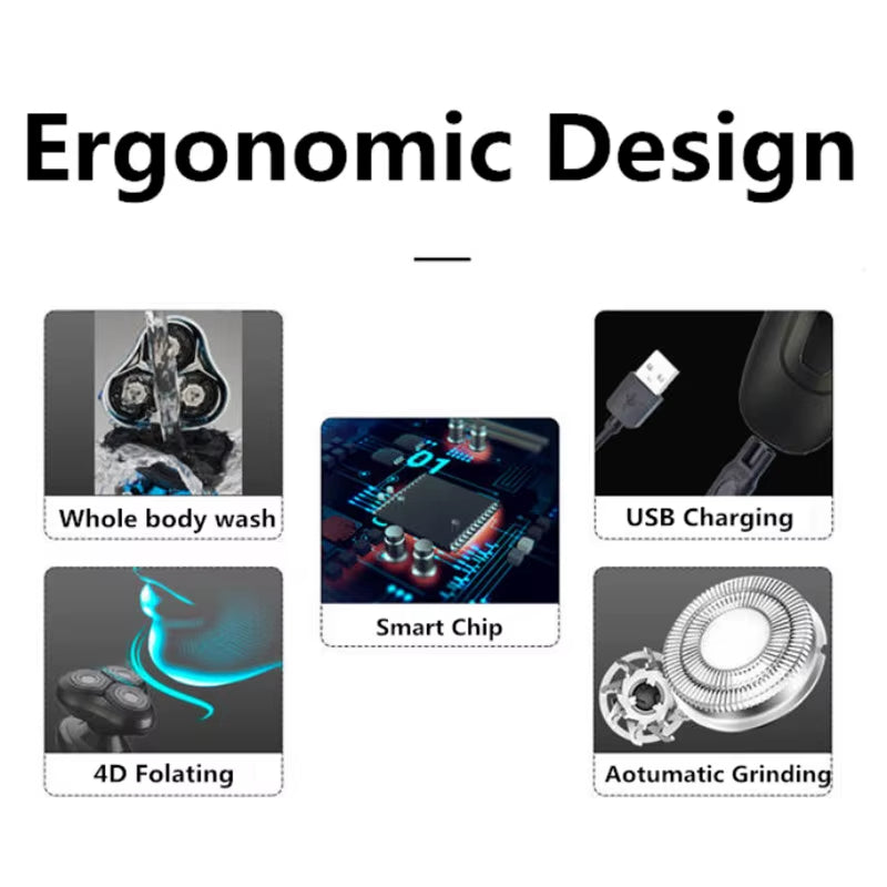 ZOZEN Electric Shaver Rechargeable Electric Razor Shaving Machine Cleaning Beard Razor for Men Wet and Dry Use Washable ZN1159