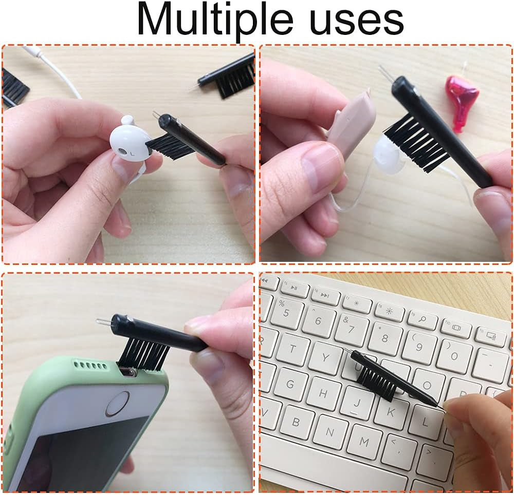 10 Pieces Hearing Aid Cleaning Brush,Multifunctional Cleaning Brush Wax Loop, Magnet and Built in Vent Cleaner with Cleaning Wire (Brush)