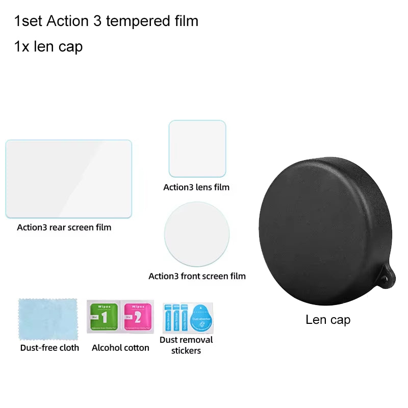 Action 3/4/5 Tempered Glass Screen Protector Film Lens Protection Cover for  OSMO Action 5 PRO 4 3 Camera Accessories