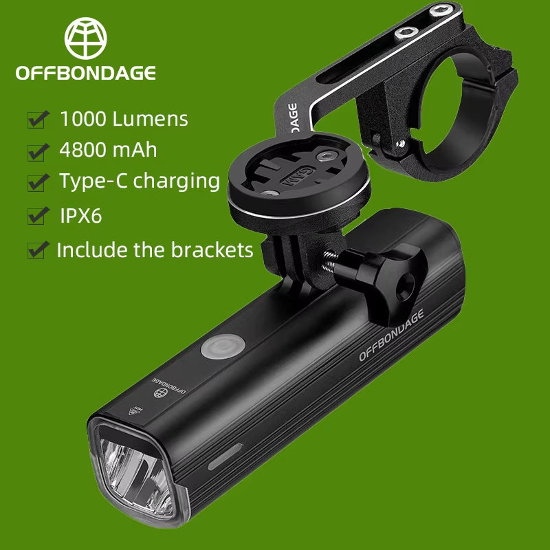 Bicycle Front Light 1000LM Bike Light Waterproof Flashlight USB Charging MTB Road Cycling Lamp Bicycle Accessories
