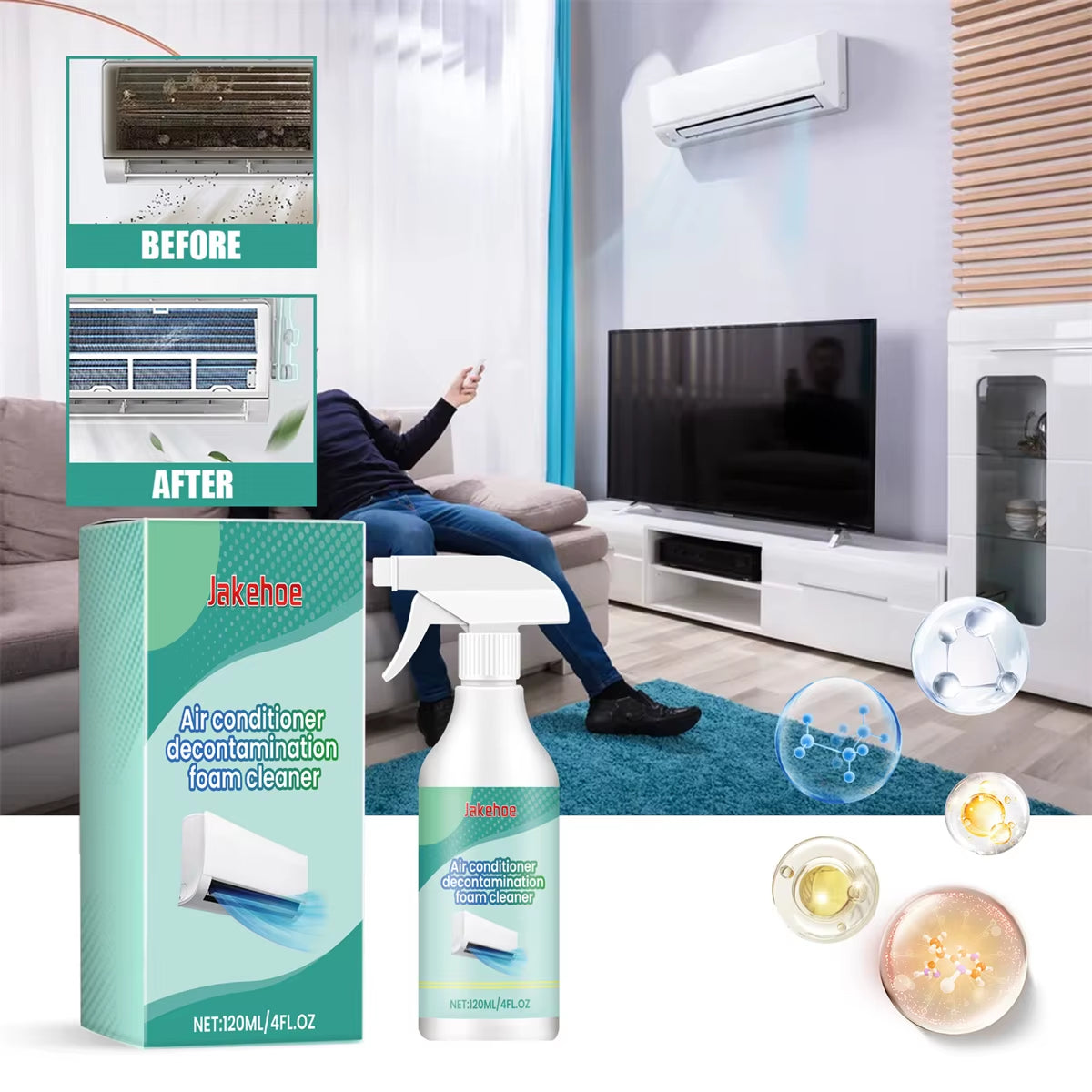 120ML Air Conditioner Foaming Cleaner Spray Deodorizer Professional Household outside Machine Cleaning Foam Spray Deodorizer