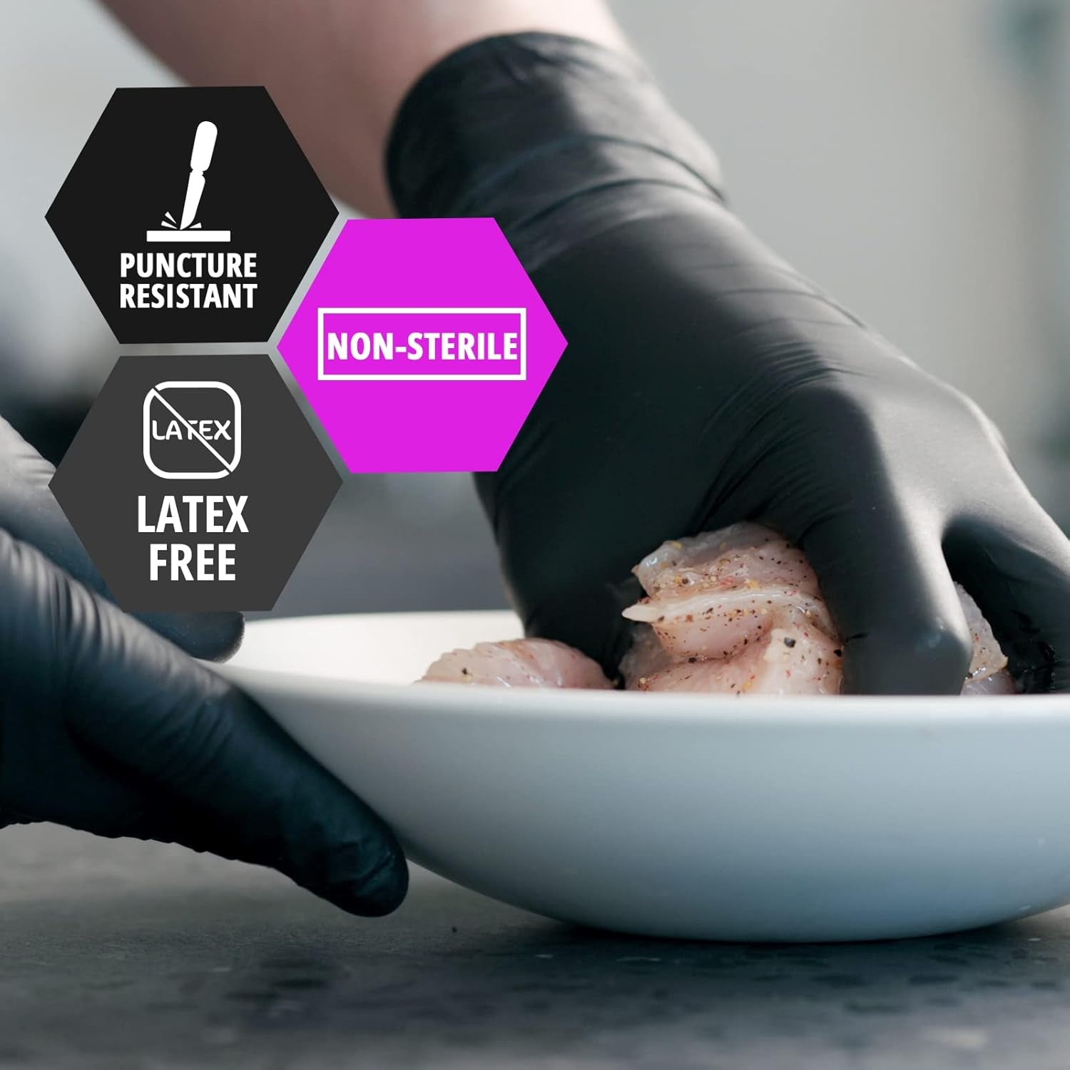 Black Medical Nitrile Gloves, Heavy Duty 5 Mil, Non-Latex, Powder-Free, Versatile for Healthcare, Tattoo, Food Handling (Small, 100-Count) Ultra-Strong 6 Mil Thick, Disposable