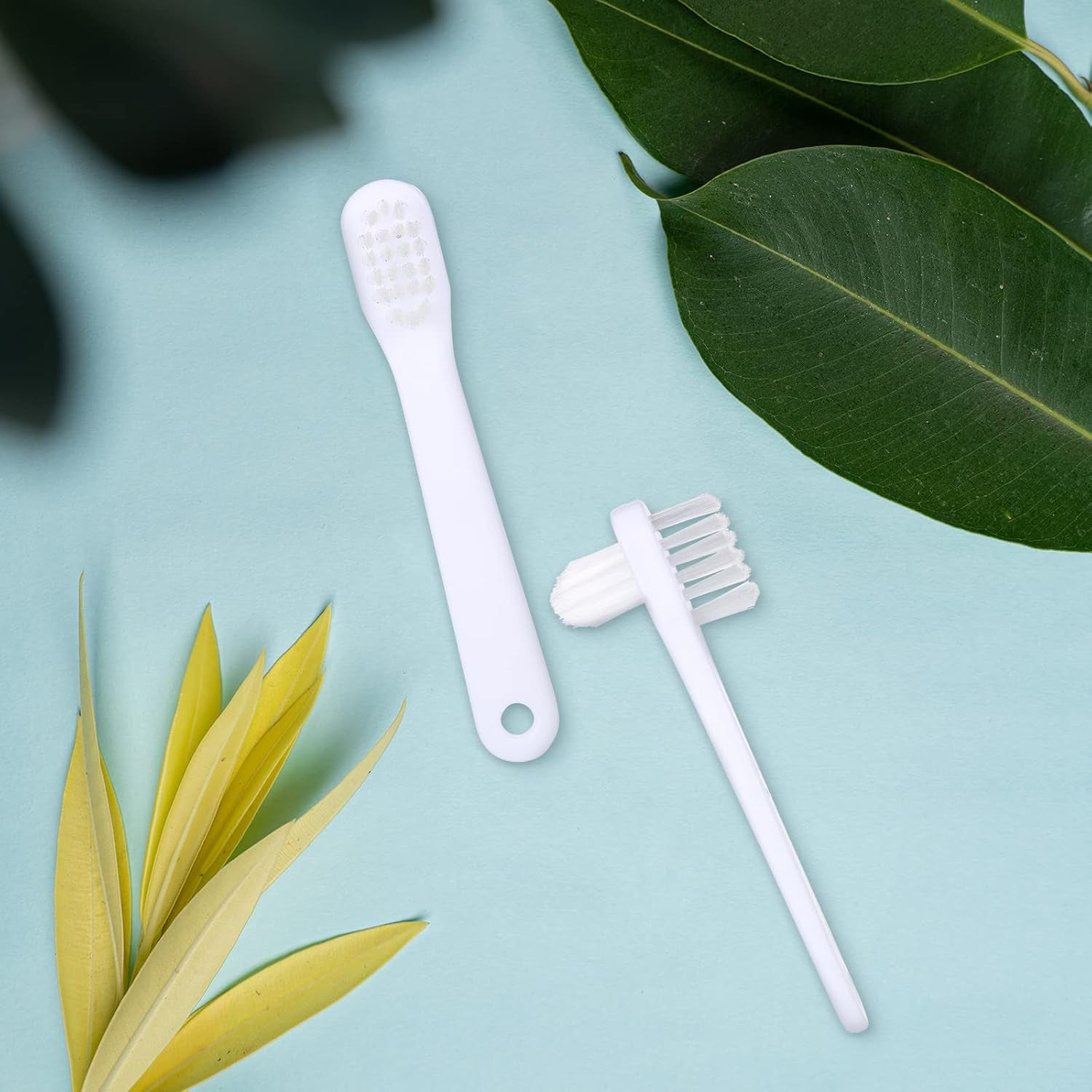 Denture Brush Dual Head Toothbrushes Hard Denture Cleaning Brush Denture Toothbrush Cleaning Brush False Teeth Brush Toothbrush for False Teeth Cleaning, 2 Colors (12 Pieces)