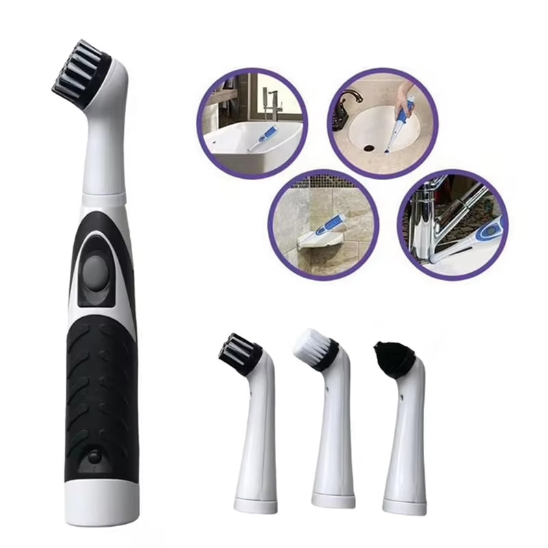 Cleaning Brush Sonic Scrubber, Cleaning Tool with 4 Brushes Multifunctional Electric Cleaning Brush Cleaning Supplies