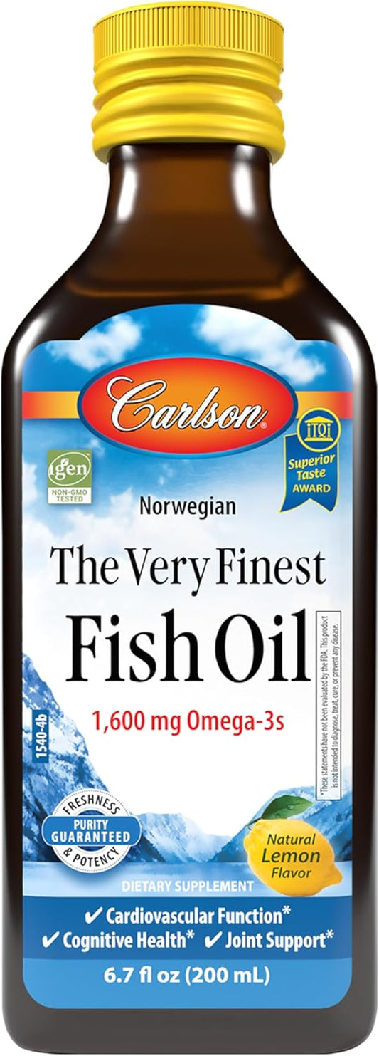 - the Very Finest Fish Oil, 1600 Mg Omega-3S, Liquid Fish Oil Supplement, Norwegian Fish Oil, Wild-Caught, Sustainably Sourced Fish Oil Liquid, Lemon, 200Ml, 6.7 Fl Oz