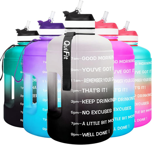 Motivational Gallon Water Bottle - with Straw & Time Marker BPA Free Large Reusable Sport Water Jug with Handle for Fitness Outdoor Enthusiasts Leak-Proof